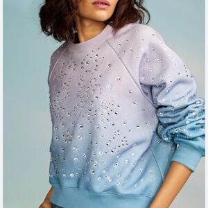 Cynthia Rowley crystal embellished Crewneck Sweatshirt Ombre Purple Blue